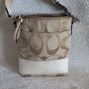 Coach Tan and Cream Crossbody Bag